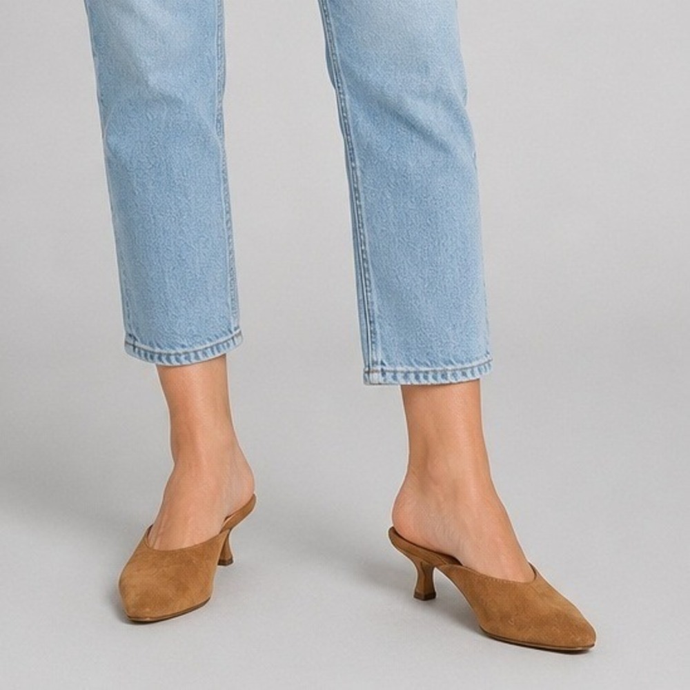Ralph Lauren Vintage Brown Suede Mule Pumps Made Italy Women's Size 5.5B